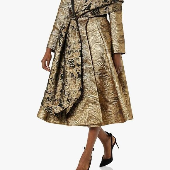 MAKING THE CUT Women's Standard Metallic Jaquard Coat & Scarf - Picture 6 of 8